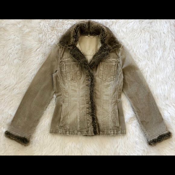 Mango Jackets & Blazers - Mango light brown corduroy jacket removable collar